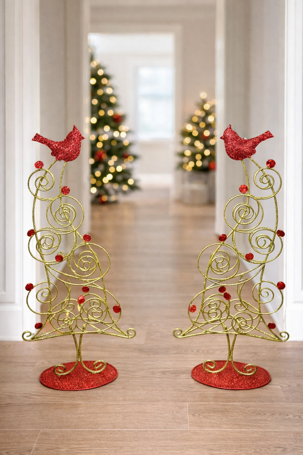Red Cardinal Glitter Holiday Tree