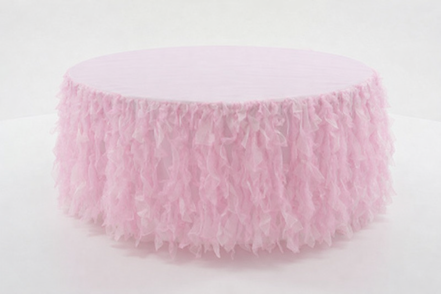 120" Round Pink Tablecloth with Frills