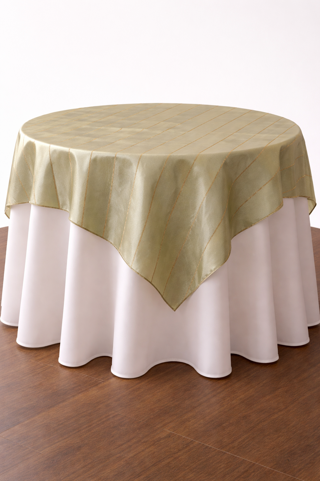Striped Sage Green Taffeta Overlay 85" x 85"