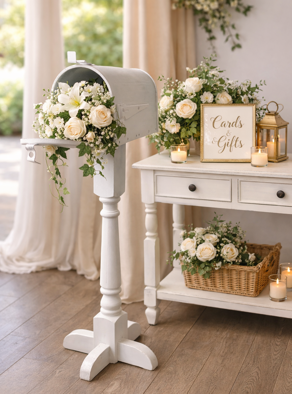 White Floral Accent Mailbox