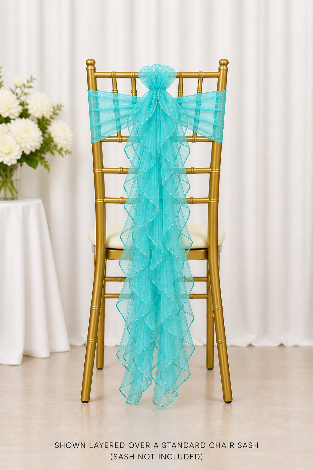 Turquoise Curly Fringe Chair Sash Accessory