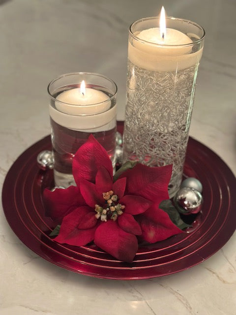 Christmas centrepiece Red - Include 2 Floating candles