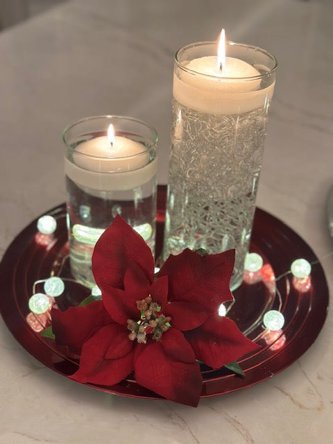 Christmas centrepiece Red - Include 2 Floating candles