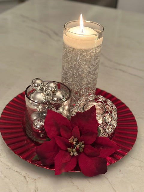 Christmas centrepiece Red - Include 2 Floating candles