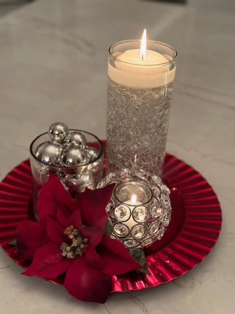 Christmas centrepiece Red - Include 2 Floating candles