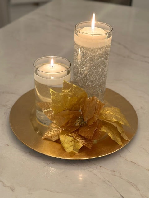 Christmas centrepiece gold - Include 2 floating candles