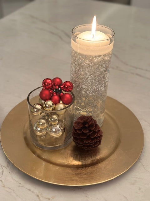 Christmas centrepiece gold - Include 2 floating candles