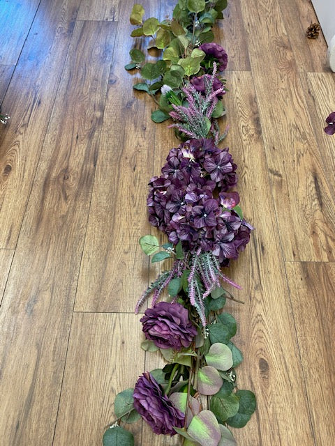 Purple and Blush with greenery garland 6'