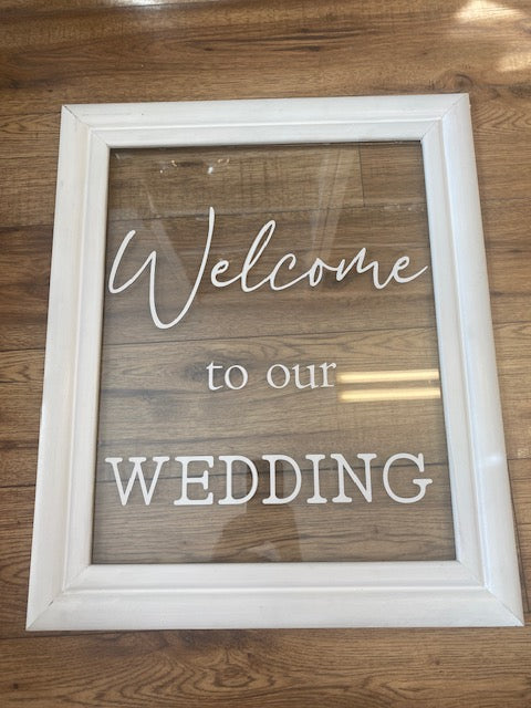 Welcome to our Wedding in Glass frame white