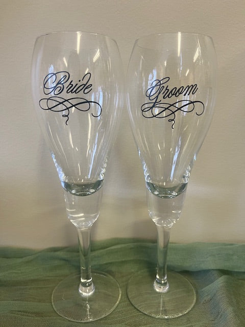 Bride and Groom Champagne Glasses