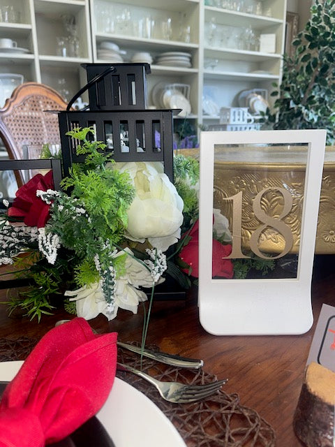 White Table Number Holder
