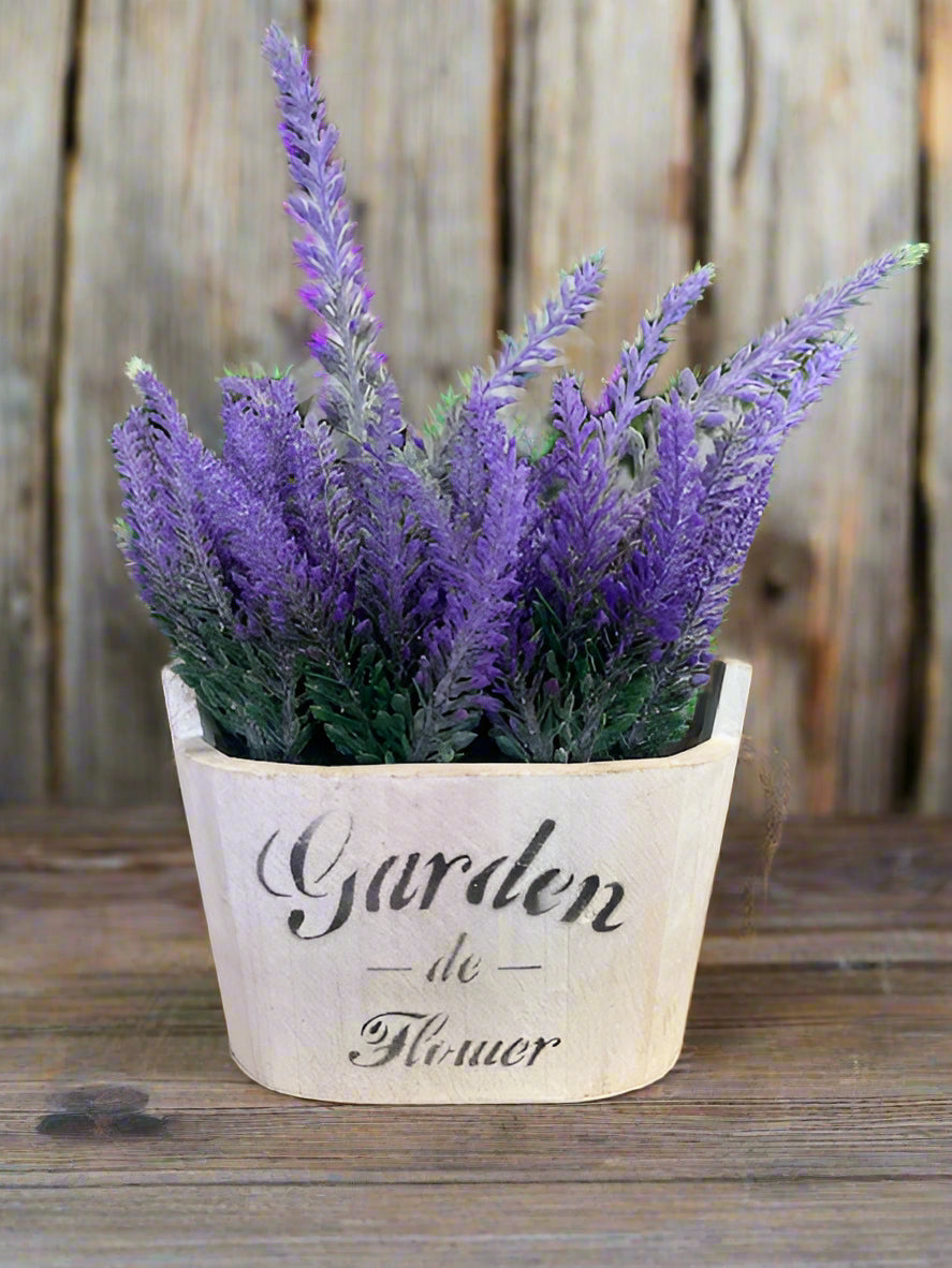 Lavender White Wooden Planter