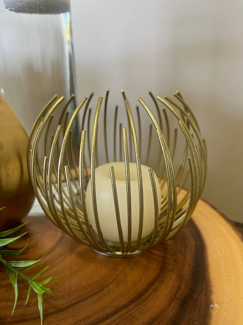 Hollow Gold Candle Holder