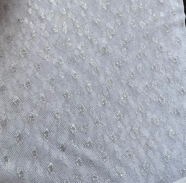 Silver Dot White Tulle Overlay 66"x 66"
