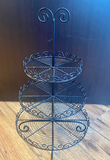 3 tier black wire cake stand