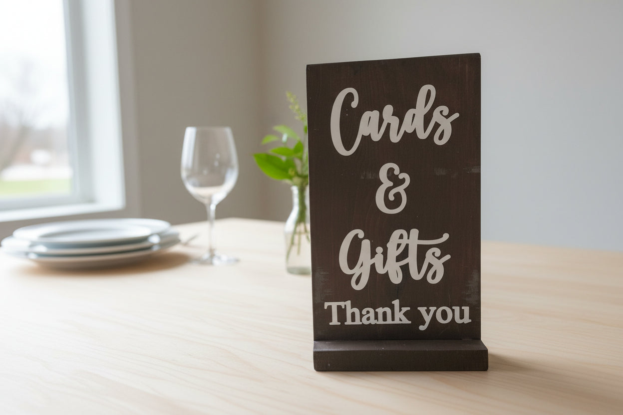 Cards and Gifts Table Sign - Dark Rustic