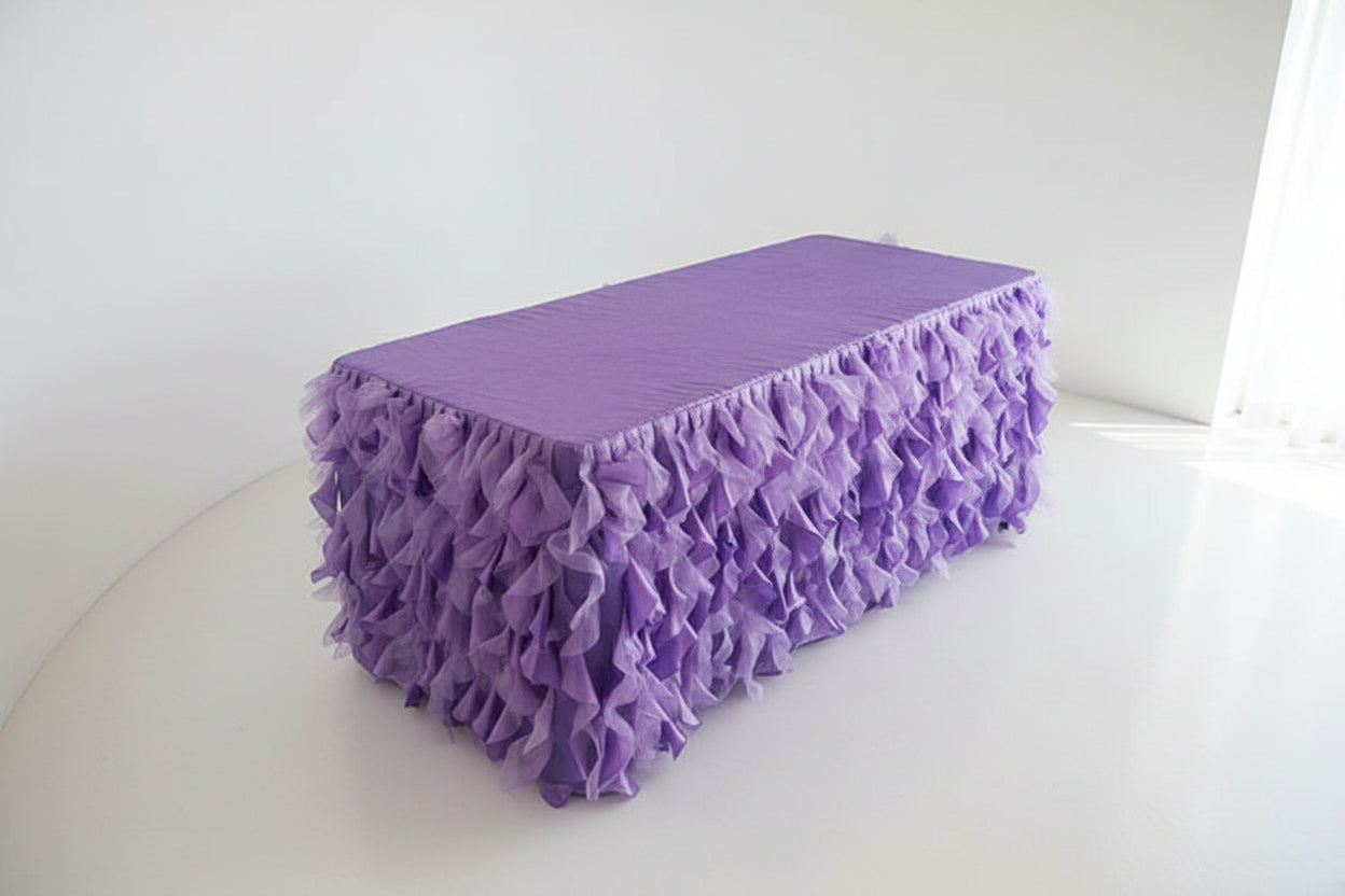 Fitted Purple 6ft Tablecloth with Frills