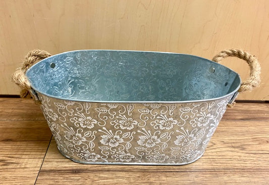 Tin ice bucket with flower pattern