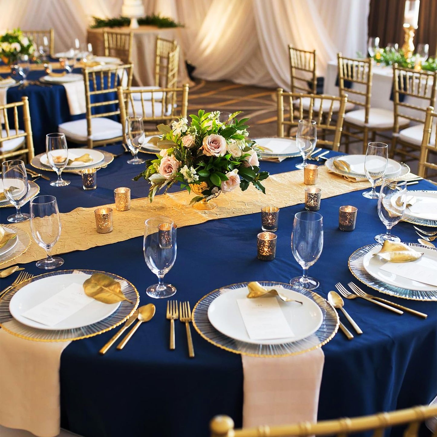 Tablecloth Light Navy Blue Round 90"