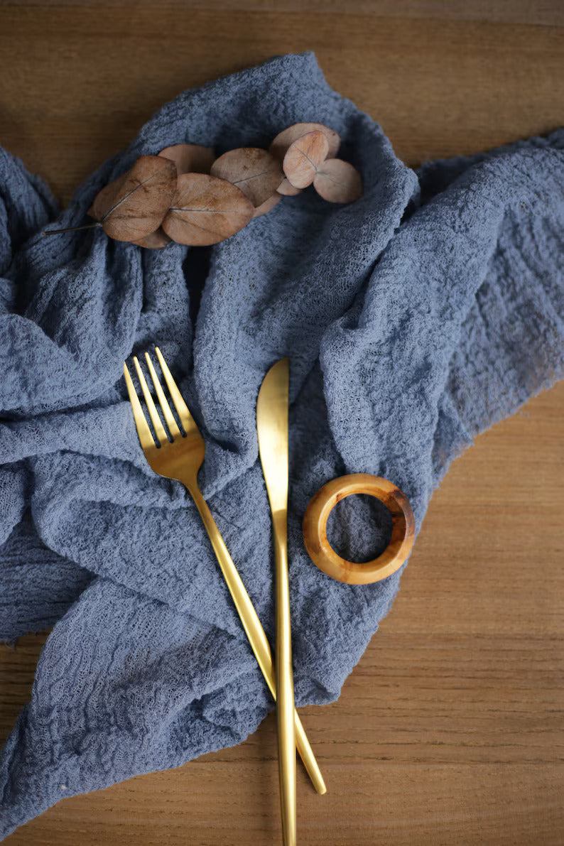 Blue Cheesecloth Runner