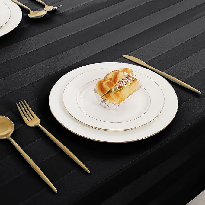 Tablecloth Black Striped Rectangular 60" x 120"