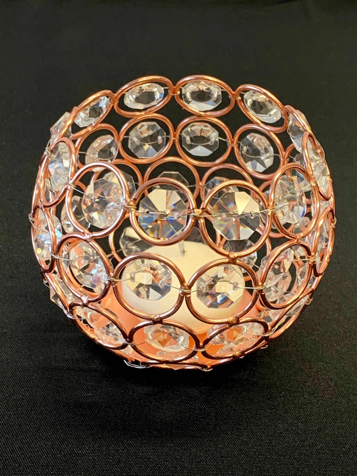 Rose Gold Crystal Tealight Candle Holder