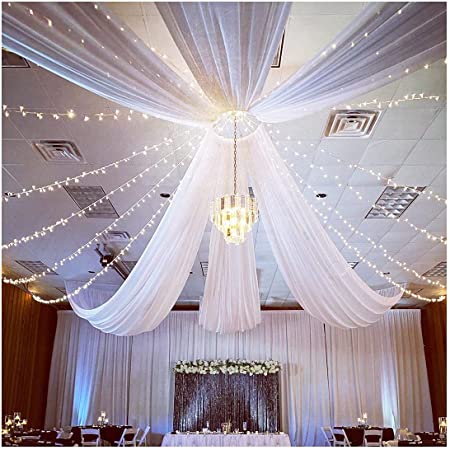 21' White Sheer Curtain for Back Drop
