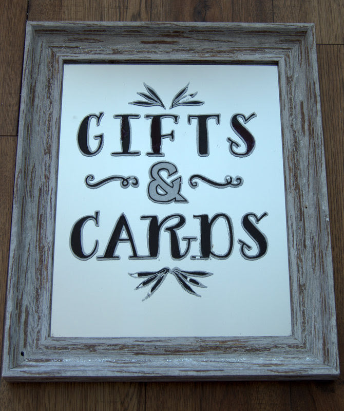 Gifts & Cards White Framed Sign