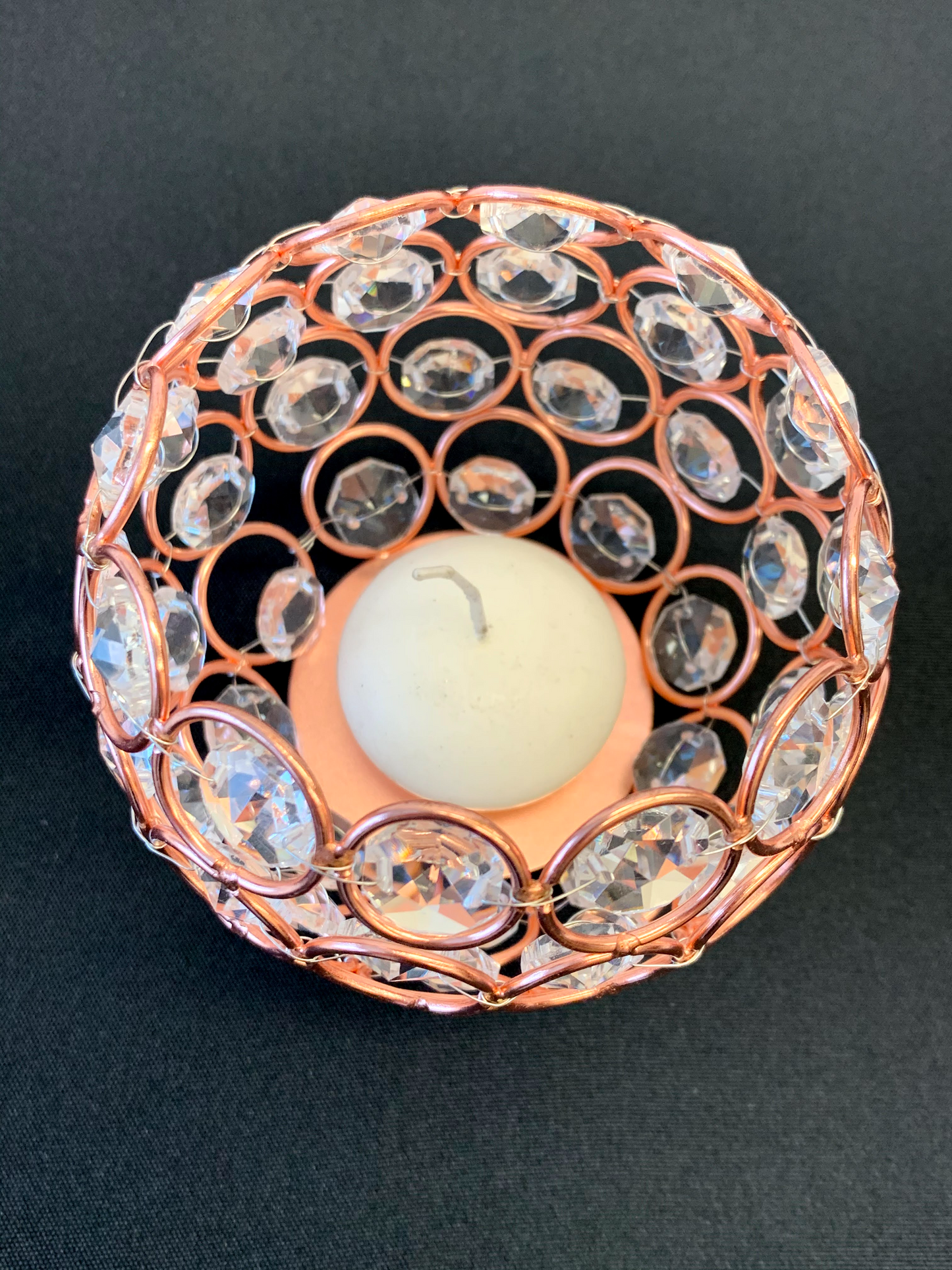 Rose Gold Crystal Tealight Candle Holder