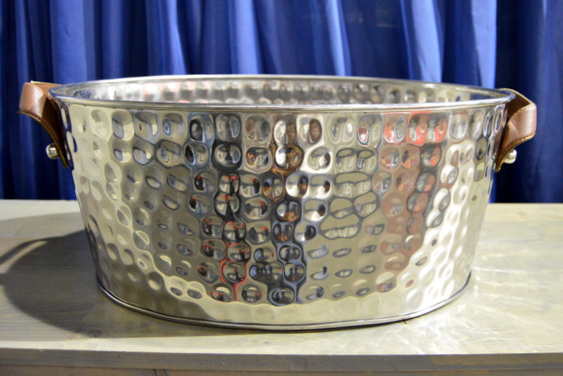 Leather Handle Dimpled Ice Bucket