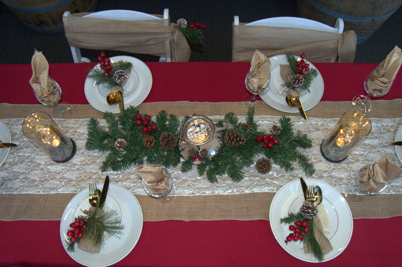 Christmas Table Wreath with mercury vase