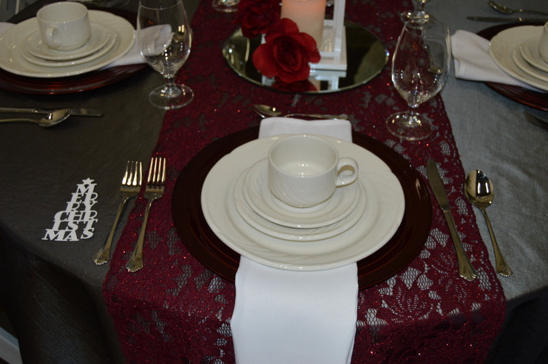 Burgundy Lace Runner