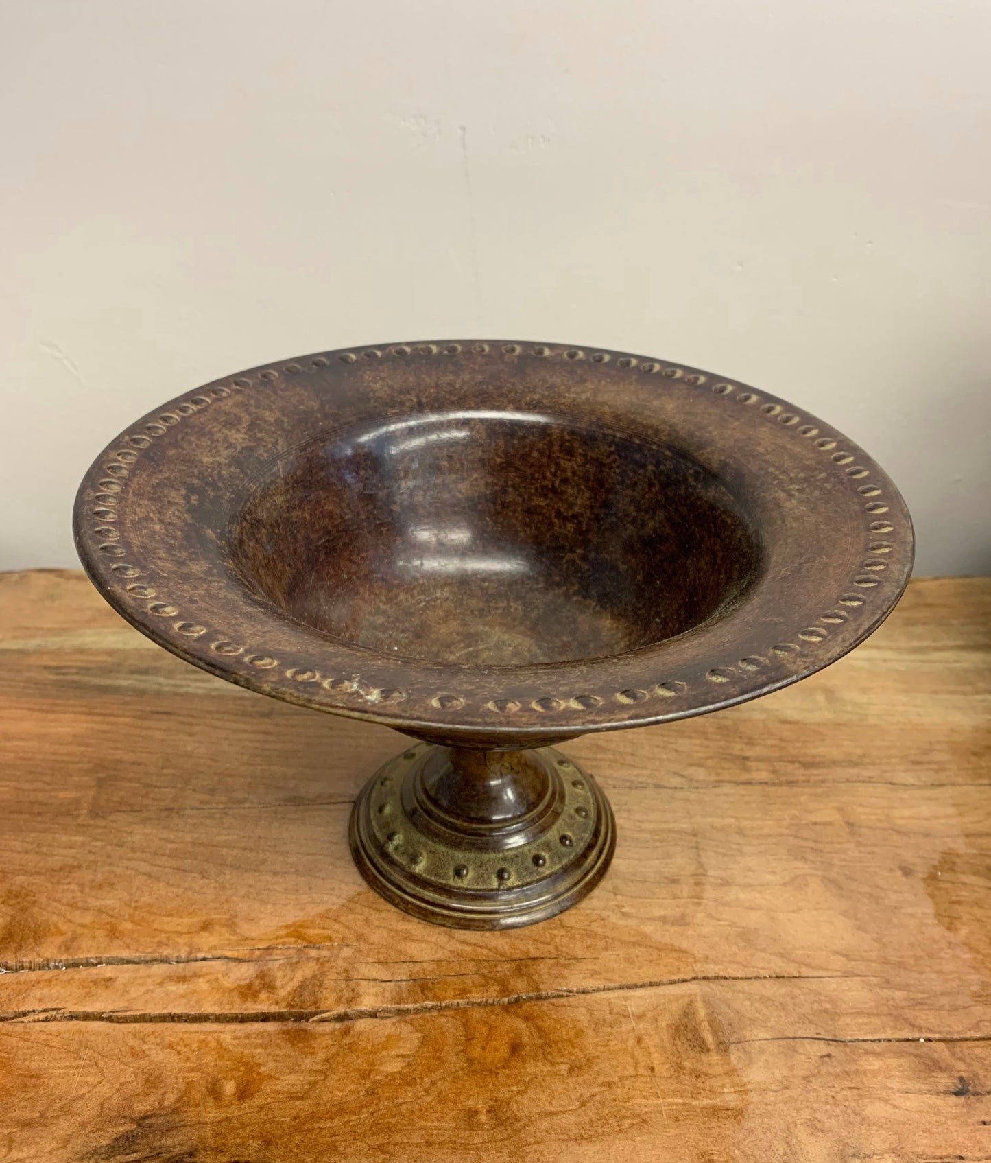 Footed Bronze Metal Vase