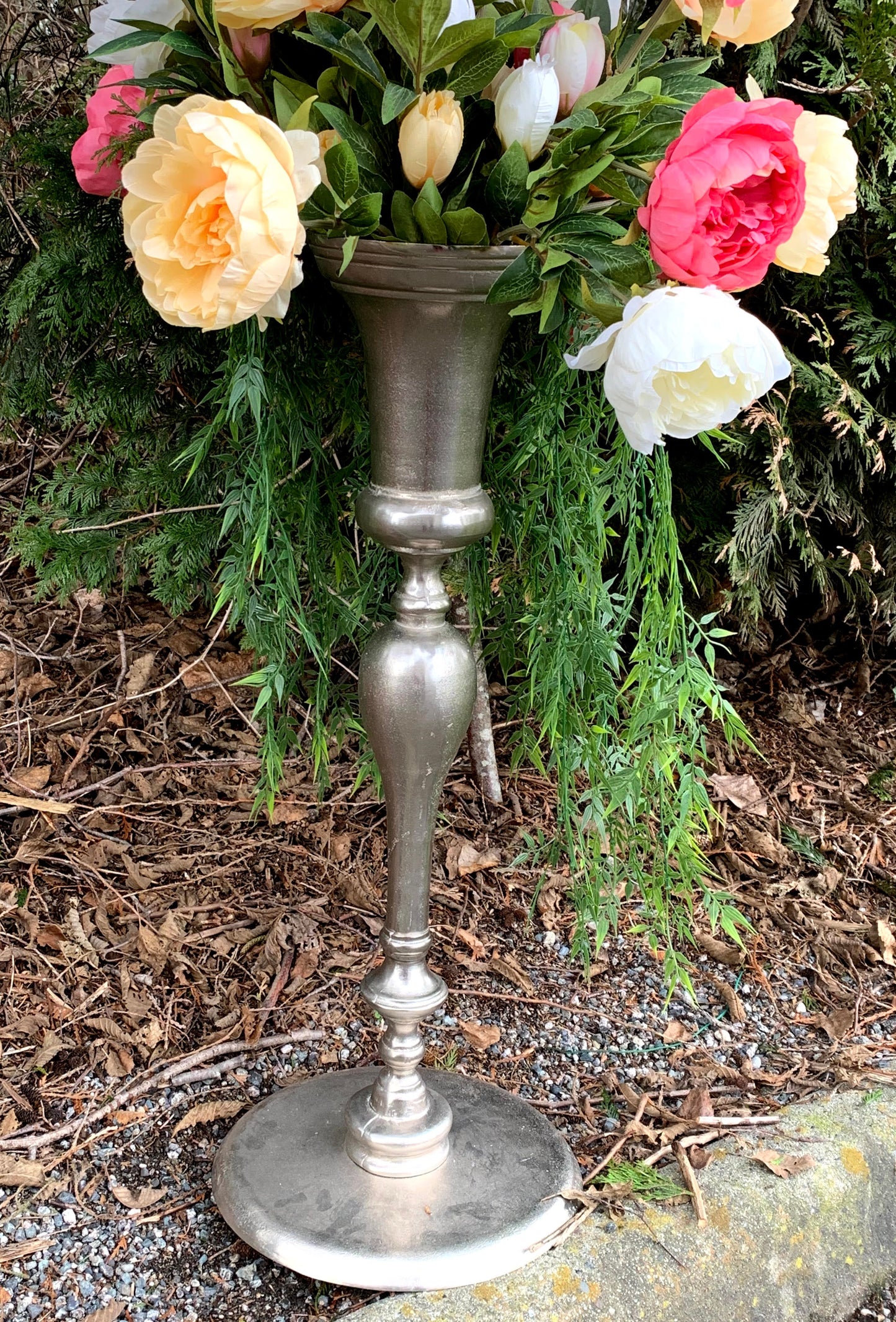 Tall Silver Pillar 33"