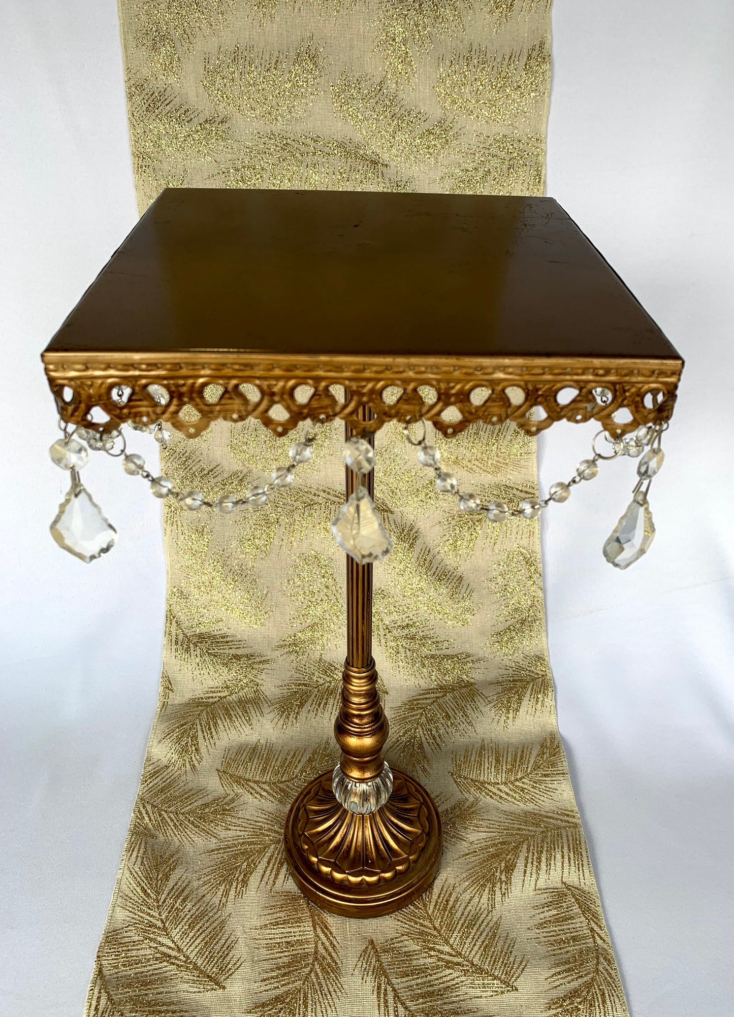 Square Gold Jeweled Cake Stand