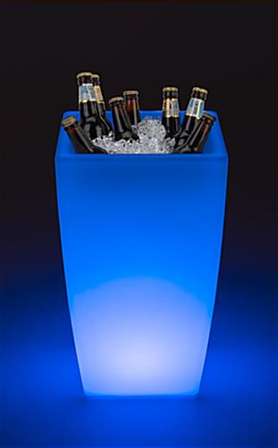 12"w x 19"h Cube Planter w/ LED Lighting, 16 Color Options, Rechargeable - White