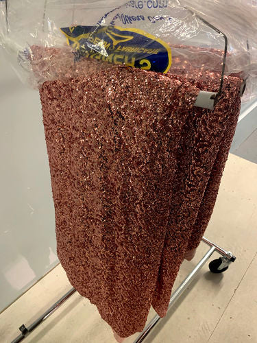 Tablecloth Rose Gold Sequin Round 118"