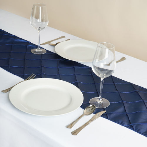 Navy Blue Pintuck Runner