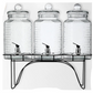 Beverage Dispenser Set of 3 With Black Metal Stand