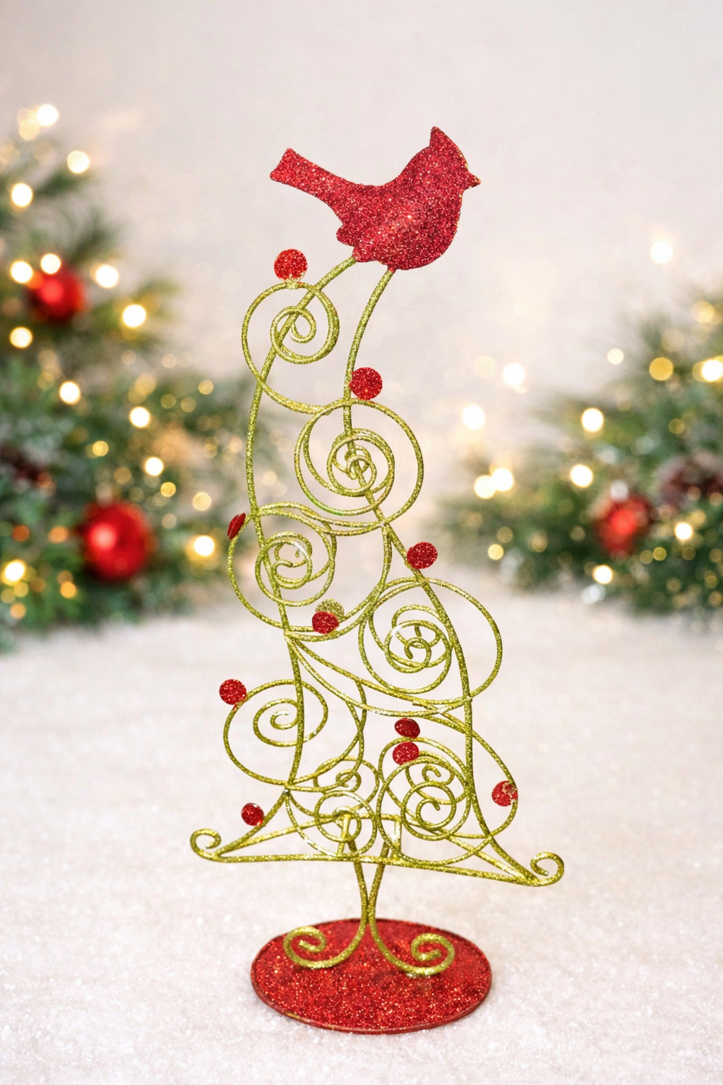 Red Cardinal Glitter Holiday Tree