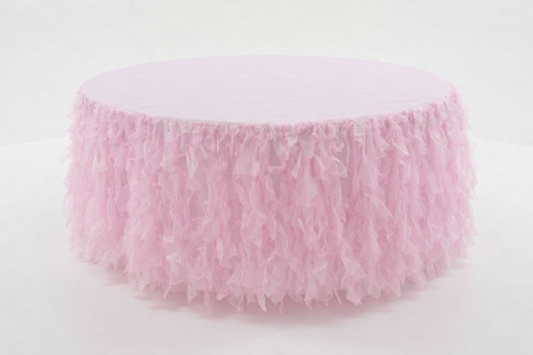 120" Round Pink Tablecloth with Frills