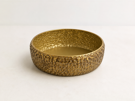 Vintage Gold Textured Bowl 8"