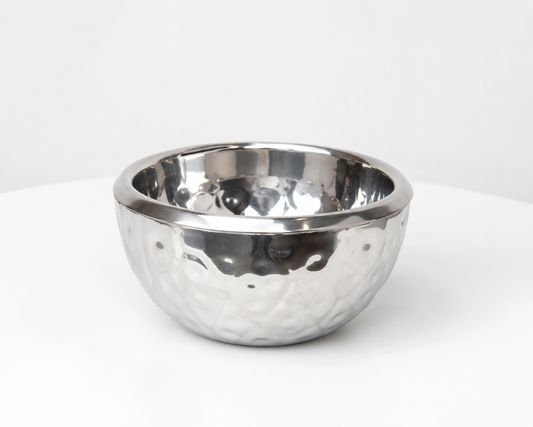 Silver Stainless Steel Decorative Bowl 6"