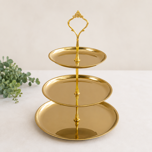 Gold Flat 3-Tier Dessert Stand