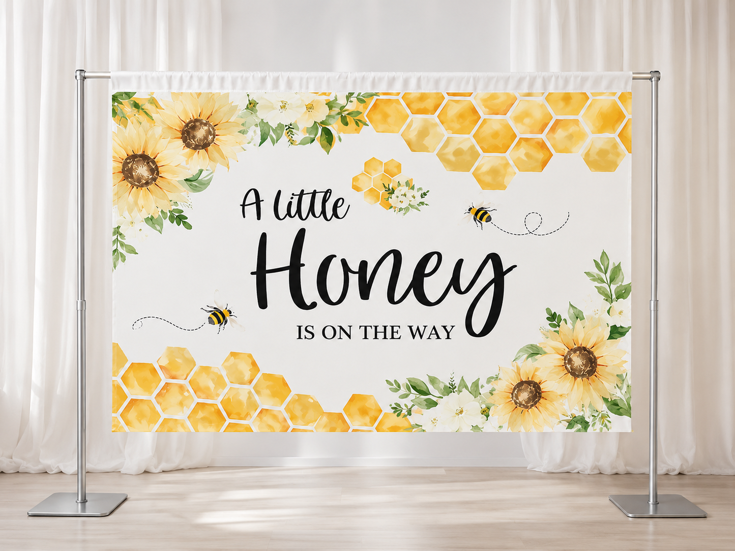 3.5ftx6ft A Little Honey is on the Way - Baby Shower Backdrop