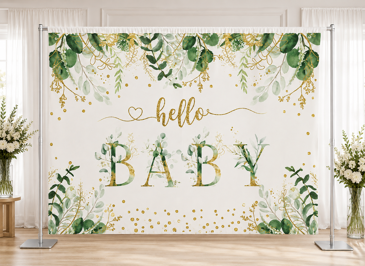 Hello Baby - Baby Shower Backdrop 5ftx7ft