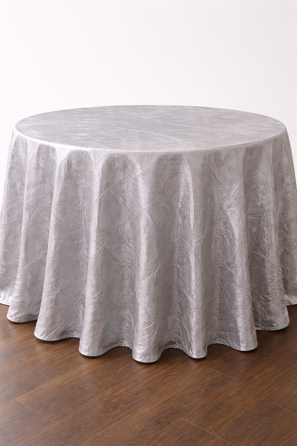 Silk Silver Crushed 120" Round Tablecloth