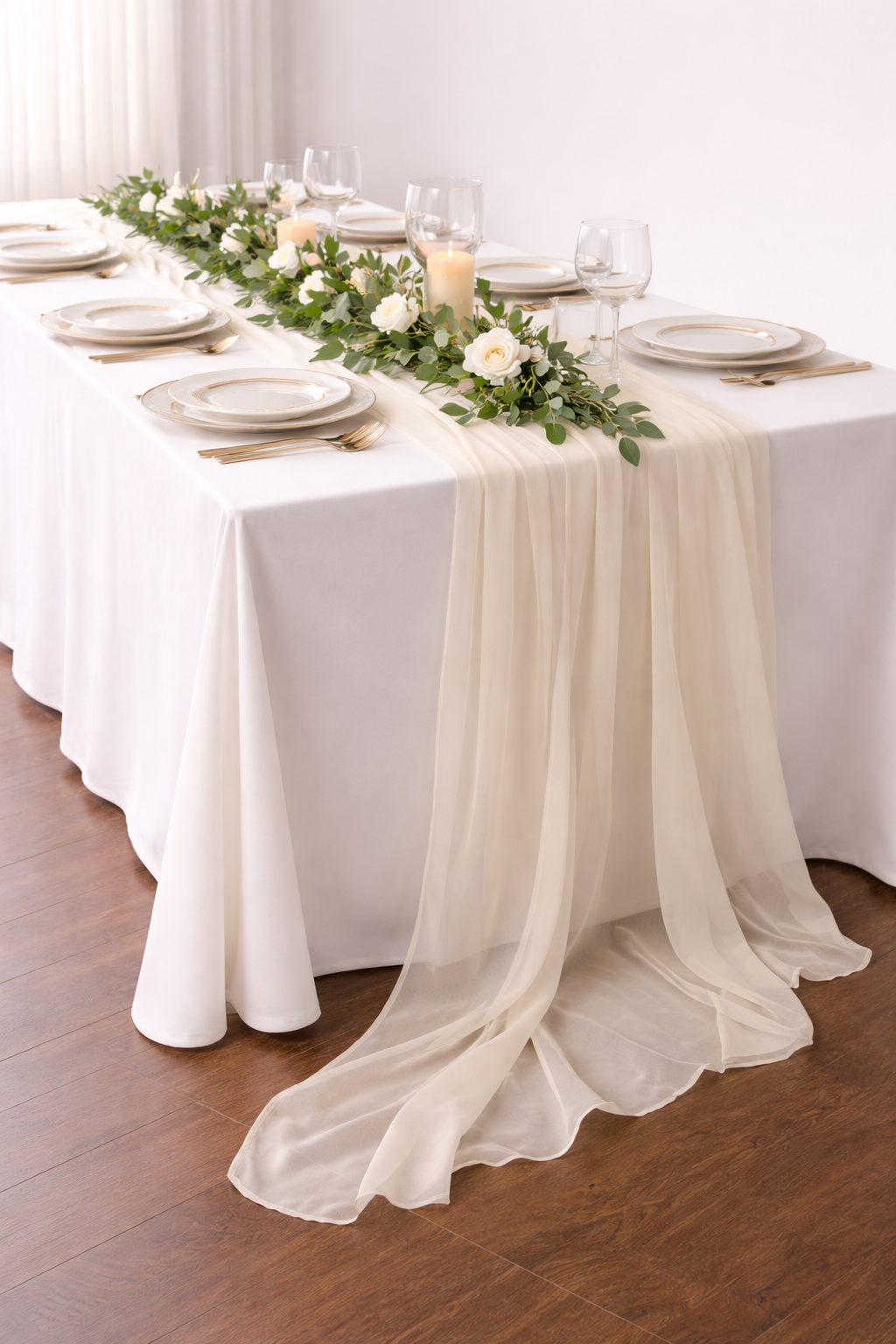 Ivory Sheer Table Runner 28" × 118"