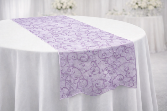 Lilac Embroidered Organza Runner