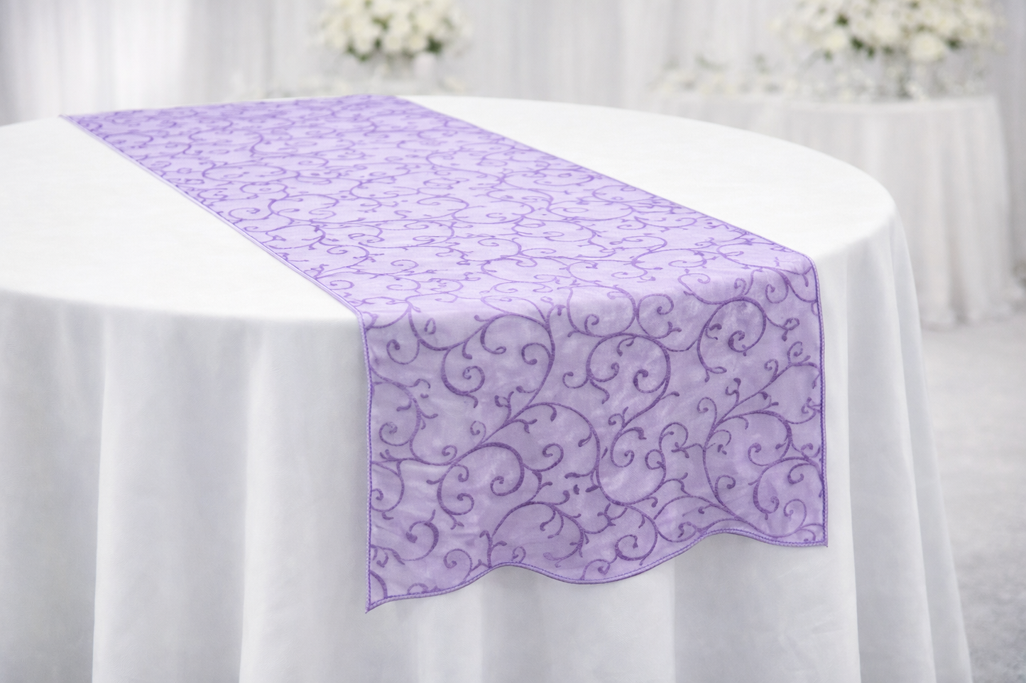 Lavender Embroidered Organza Runner